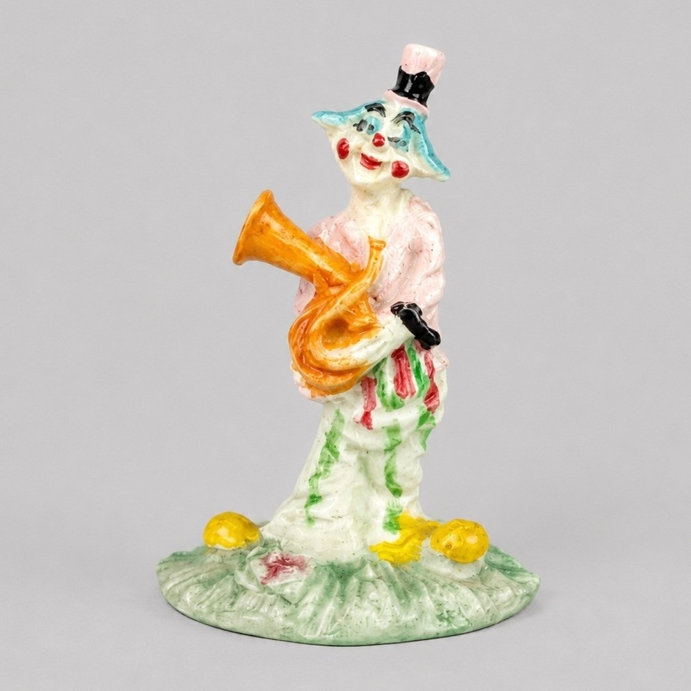 Vintage‎ Miniature Clown Figurine Playing Horn Hand Painted Circus Decor 2 Inch